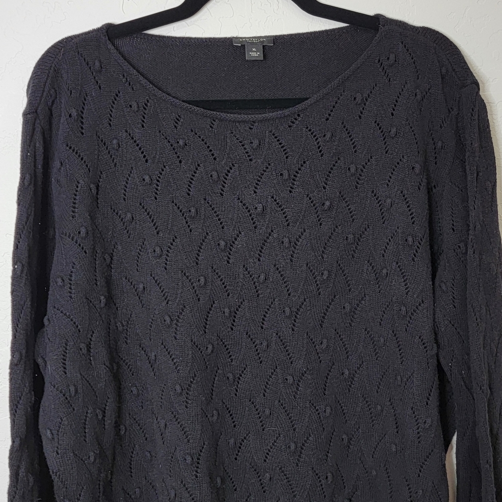 Ann Taylor Lacy Medium Weight Black Knit Sweater